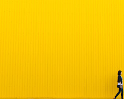 bright yellow paint coating on wall