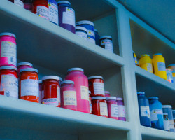 lab dye samples in the laboratory