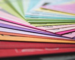 colored paper samples in various dye colors