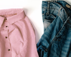 colored textile clothing in denim and cotton fiber